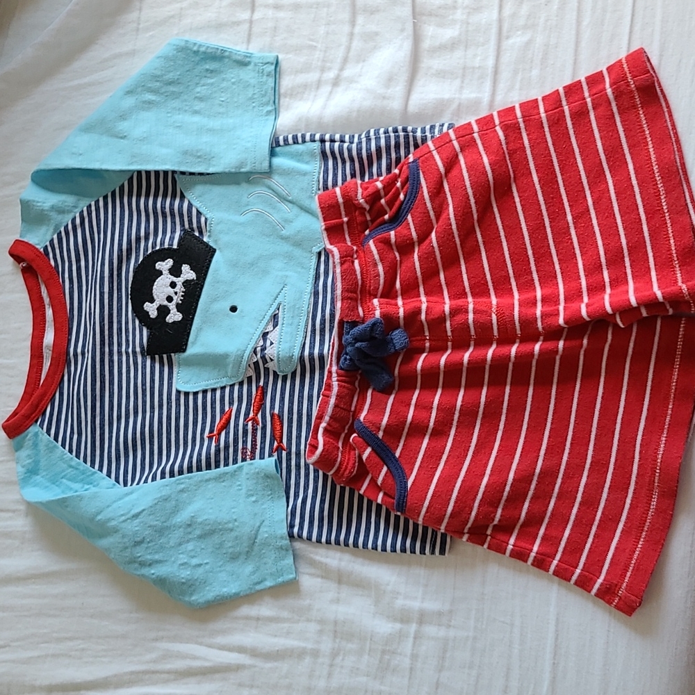 Mudpie shark short set-beach outfit-pirate shark
